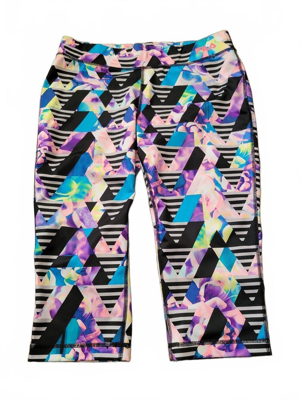 FILA Sport retro geometric print capri leggings running workout Size M